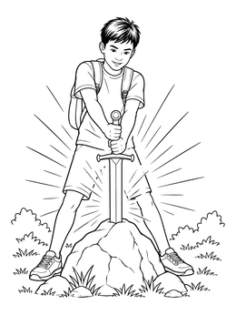Free printable Young Boy Drawing The Legendary Blade coloring page
