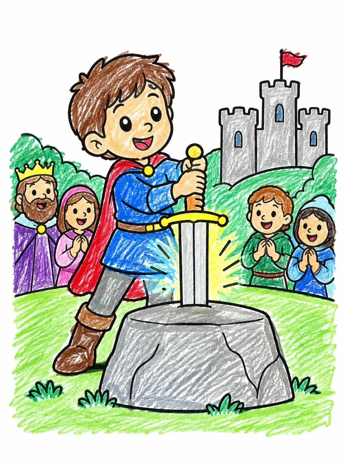 Colored example of the Young Arthur And The Magic Sword coloring page
