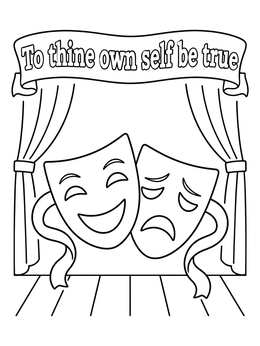 Free printable Theater Masks On Shakespearean Stage coloring page