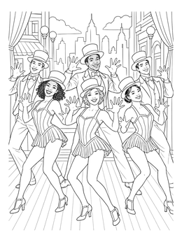 Free printable Broadway Musical Chorus Line Dancers coloring page