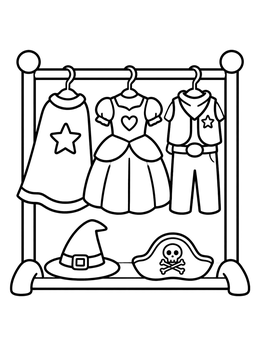 Free printable Theatre Costume Rack With Outfits coloring page