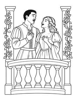 Free printable Opera Duet On Balcony Stage coloring page
