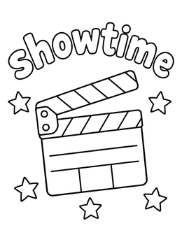 Free printable Showtime Director Clapperboard With Stars coloring page
