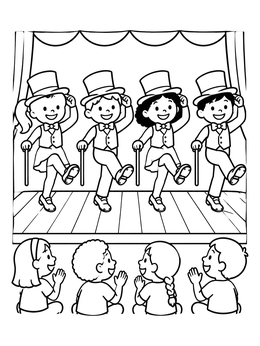 Free printable Tap Dancers Performing On Stage coloring page