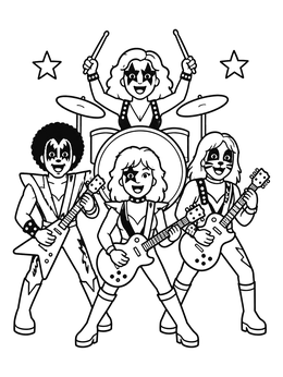 Free printable Theatrical Rock Band With Face Paint coloring page