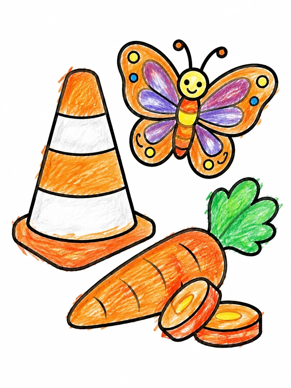 Colored example of the Things That Are Orange coloring page