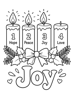 Free printable Third Advent Joy Candles coloring page
