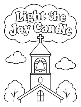 Free printable Church Bell Tower Joy Candle coloring page