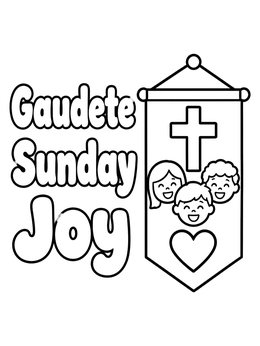 Free printable Gaudete Sunday Banner With Happy Children coloring page