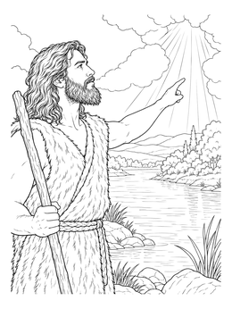 John the Baptist beside the river on this third sunday of advent coloring page.