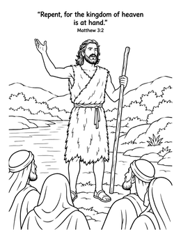 Free printable John The Baptist Preaching By The River coloring page