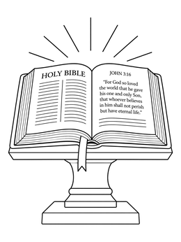 Free printable Open Bible On Stand With Scripture coloring page