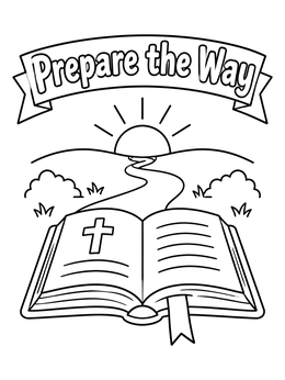 Free printable Open Bible And Sunrise Path coloring page