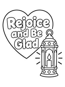Free printable Rejoice Lantern Heart coloring page