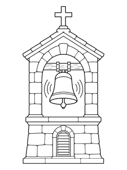 Free printable Stone Church Bell Tower coloring page