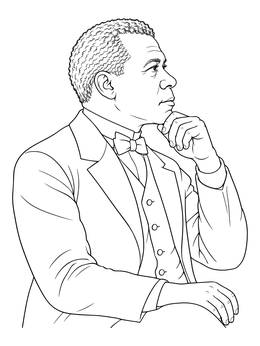 Free printable Thoughtful Booker T Washington Portrait coloring page