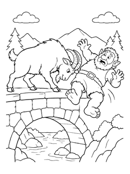 Free printable Big Billy Goat Butting The Troll coloring page