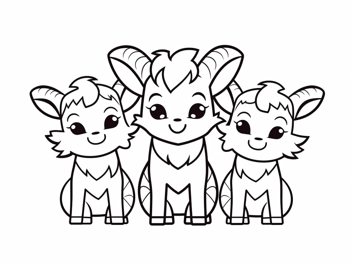 Three Billy Goats Gruff Fun Coloring Page