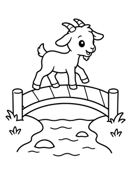 Free printable Little Billy Goat On The Wooden Bridge coloring page