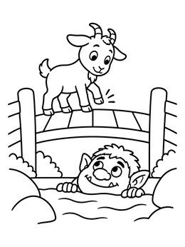 Free printable Little Billy Goat And Troll coloring page
