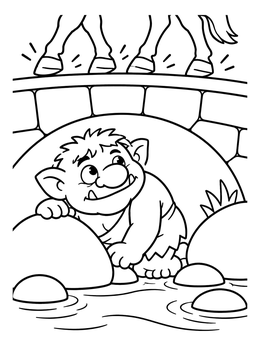 Free printable Troll Under The Stone Bridge coloring page