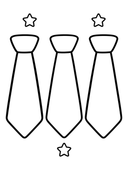 Free printable Three Blank Neckties With Stars coloring page