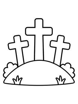 Free printable Three Crosses On A Hill coloring page