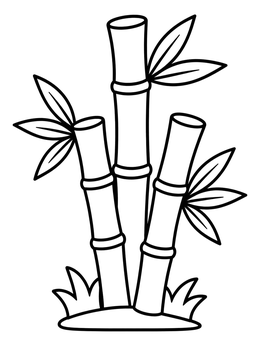 Free printable Three Cute Bamboo Stalks coloring page