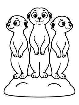 Free printable Three Cute Meerkats On A Mound coloring page