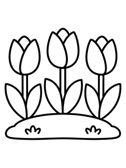 Free printable Three Cute Tulips In A Garden Mound coloring page