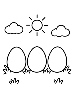 Free printable Three Easter Eggs On Grass coloring page