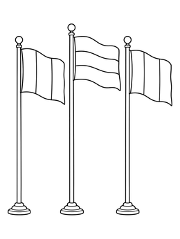Free printable Three European Tricolor Flags coloring page