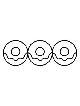 Free printable Three Frosted Ring Donuts coloring page