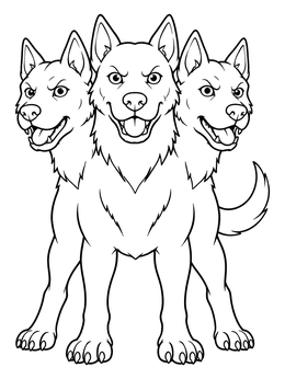 Free printable Three Headed Hound Cerberus coloring page