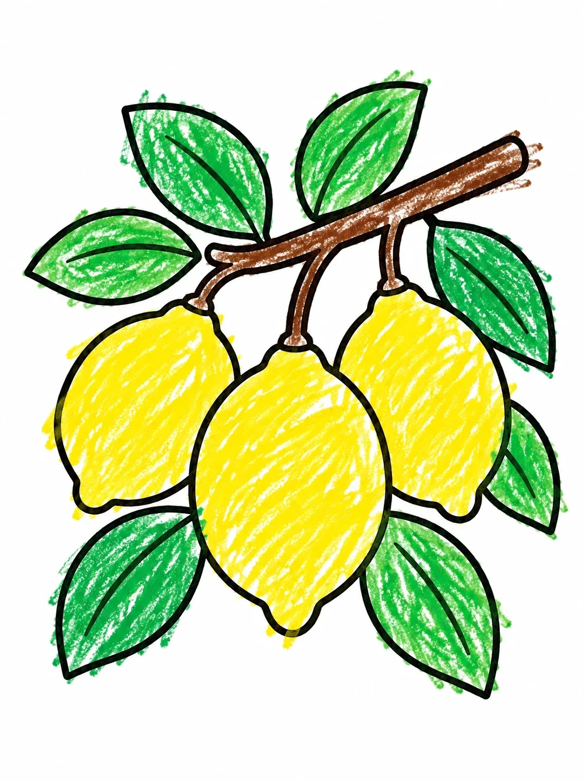 Colored example of the Lemons On A Tree Branch coloring page
