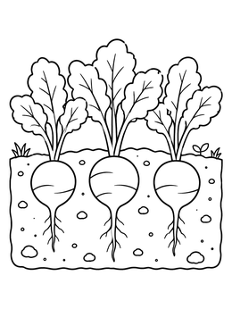 Free printable Three Radishes Growing Underground coloring page