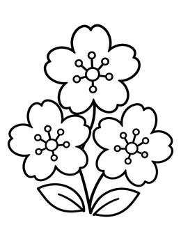 Free printable Three Simple Cherry Blossoms coloring page