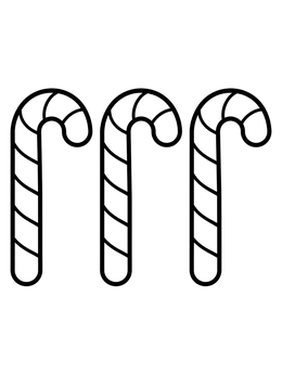 Free printable Three Simple Candy Canes coloring page