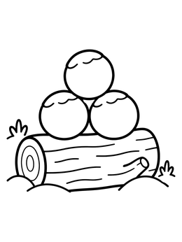 Free printable Three Snowballs On A Wooden Log coloring page