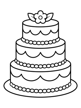 Free printable Three Tier Wedding Cake With Flower coloring page