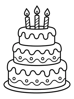 Three Tiered Birthday Cake With Candles