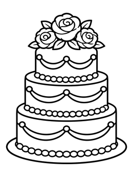 Free printable Three Tiered Floral Wedding Cake coloring page