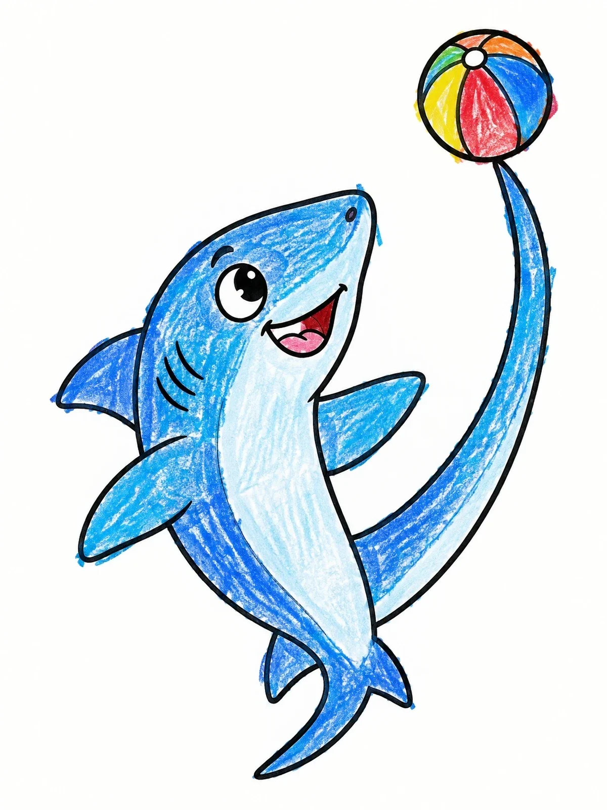 Colored example of the Playful Thresher Shark Balancing Ball coloring page