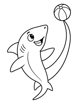 Free printable Playful Thresher Shark Balancing Ball coloring page