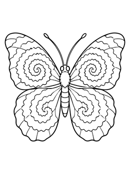 Free printable Tie Dye Butterfly With Spiral Wings coloring page