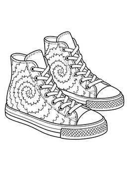 Free printable Tie Dye High Top Sneakers coloring page