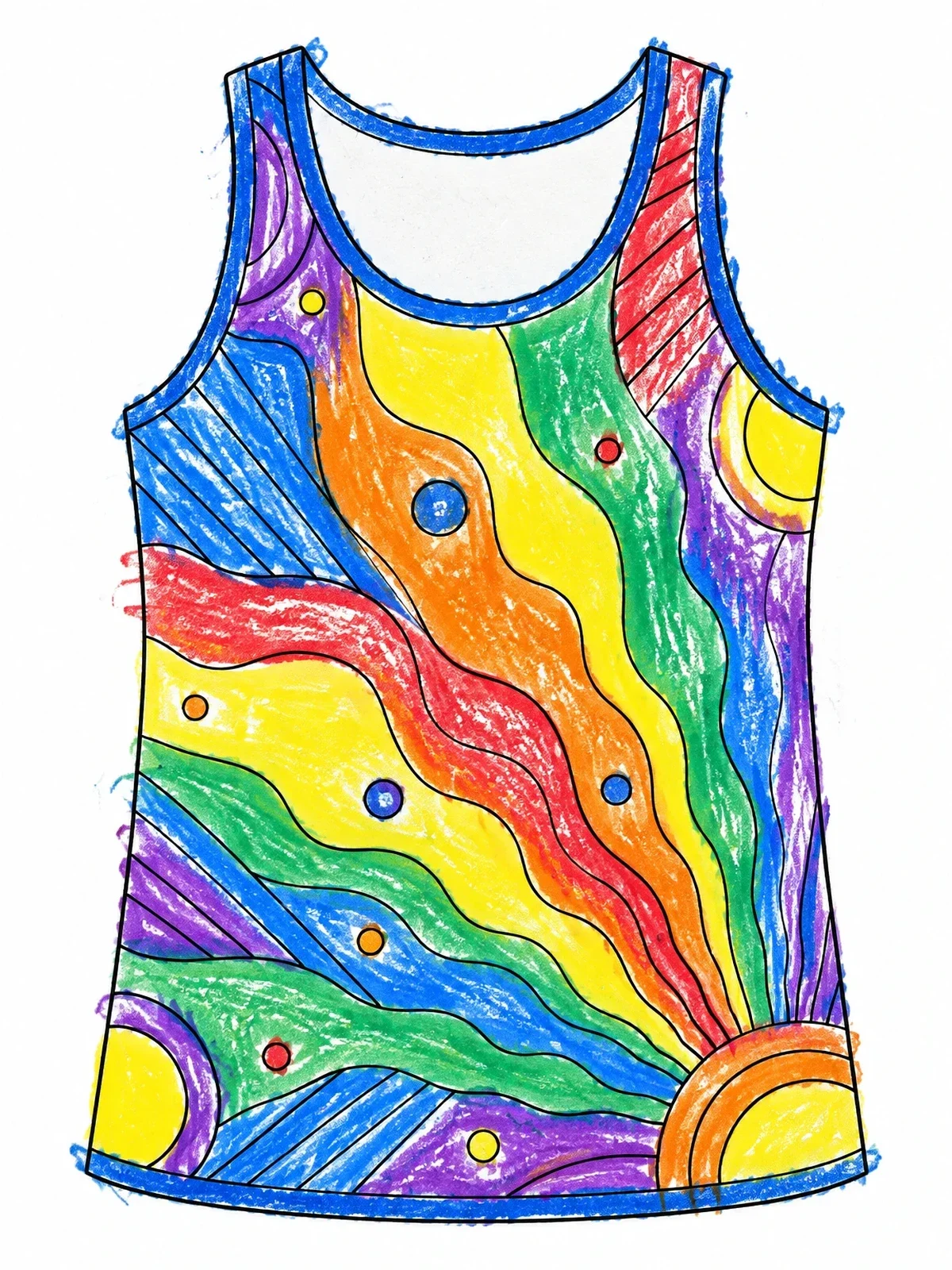 Colored example of the Sunburst Pattern Tank Top coloring page