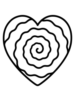 Free printable Tie Dye Swirl Heart Pattern coloring page