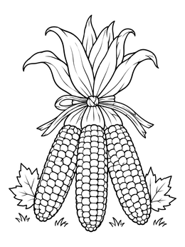 Free printable Tied Bundle Of Indian Corn coloring page