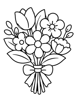 Free printable Tied Spring Flower Bouquet coloring page